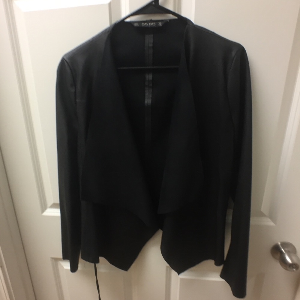 zara basics line faux leather jacket